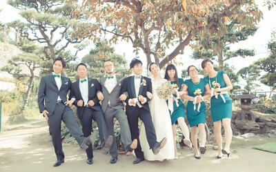 新郎新婦と友人、ブライズメイド